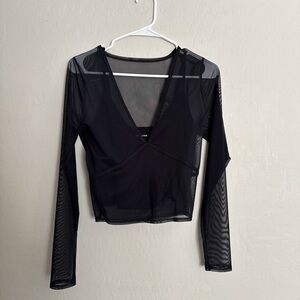 Abercrombie & Fitch Black Mesh Crop Top